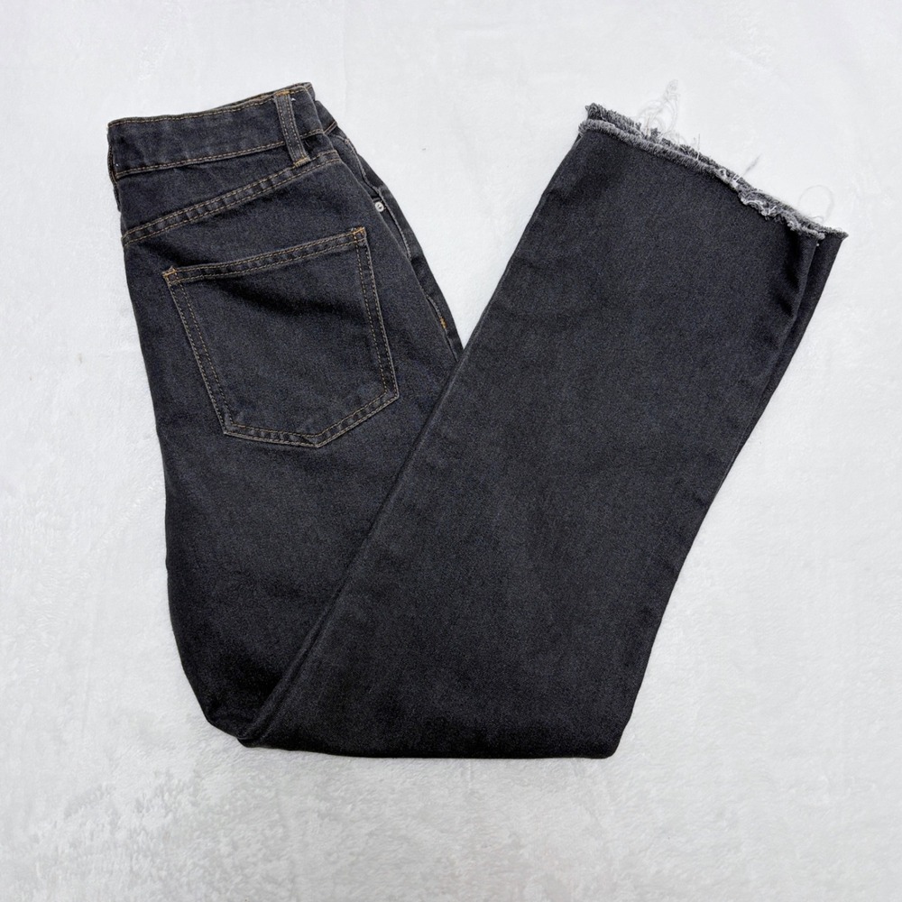 WeWoreWhat Washed Black Raw Hem Straight Leg Jeans Minimalist Indie Y2K Sz 27